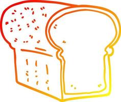 warm gradient line drawing cartoon loaf of bread vector