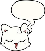 cartoon cat face and speech bubble vector