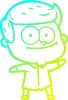cold gradient line drawing cartoon happy man vector