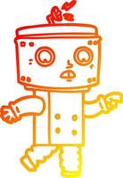 warm gradient line drawing cartoon robot pointing vector