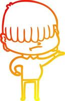 warm gradient line drawing cartoon boy with untidy hair vector