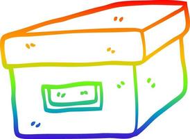 rainbow gradient line drawing cartoon old filing box vector