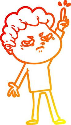 warm gradient line drawing cartoon angry man
