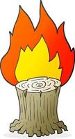 freehand drawn cartoon big tree stump on fire vector