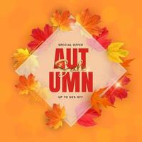 Autumn Sale Poster with Falling Leaves. Vector Illustration