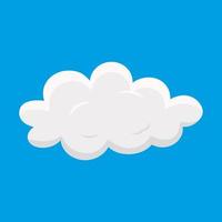 Cartoon grey fluffy cloud icon on a blue sky iwith shape. Weather icon for kids vector