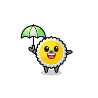 cute saw blade illustration holding an umbrella vector