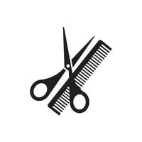 Scissors and comb. Signature scissors and comb isolated on a white background. Barbershop symbol. Vector illustration