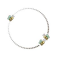 Flying honey bee circle frame vector clipart design