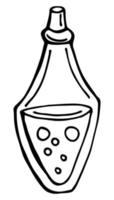 Magic bottle of glass. Alchemy love elixir in glass flask. vector