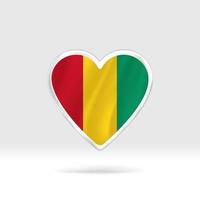 Heart from Guinea flag. Silver button star and flag template. Easy editing and vector in groups. National flag vector illustration on white background.