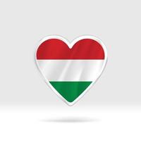 Heart from Hungary flag. Silver button star and flag template. Easy editing and vector in groups. National flag vector illustration on white background.