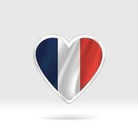 corazón de la bandera de Francia. estrella de botón plateado y plantilla de bandera. fácil edición y vector en grupos. Ilustración de vector de bandera nacional sobre fondo blanco.