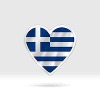 Heart from Greece flag. Silver button star and flag template. Easy editing and vector in groups. National flag vector illustration on white background.