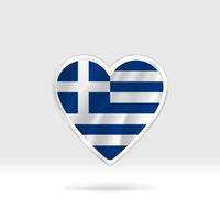 Heart from Greece flag. Silver button star and flag template. Easy editing and vector in groups. National flag vector illustration on white background.