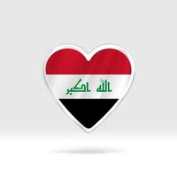 corazón de la bandera de irak. estrella de botón plateado y plantilla de bandera. fácil edición y vector en grupos. Ilustración de vector de bandera nacional sobre fondo blanco.