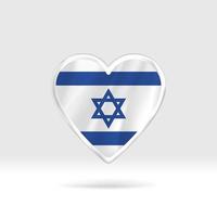 corazón de la bandera de Israel. estrella de botón plateado y plantilla de bandera. fácil edición y vector en grupos. Ilustración de vector de bandera nacional sobre fondo blanco.