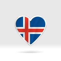 corazón de la bandera de islandia. estrella de botón plateado y plantilla de bandera. fácil edición y vector en grupos. Ilustración de vector de bandera nacional sobre fondo blanco.