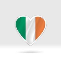 corazón de la bandera de irlanda. estrella de botón plateado y plantilla de bandera. fácil edición y vector en grupos. Ilustración de vector de bandera nacional sobre fondo blanco.