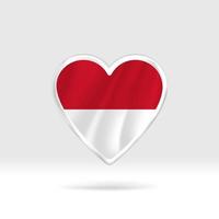 Heart from Monaco flag. Silver button star and flag template. Easy editing and vector in groups. National flag vector illustration on white background.