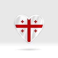 Heart from Georgia flag. Silver button star and flag template. Easy editing and vector in groups. National flag vector illustration on white background.