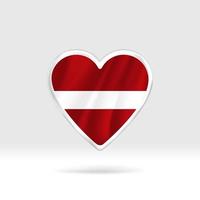 Heart from Latvia flag. Silver button star and flag template. Easy editing and vector in groups. National flag vector illustration on white background.