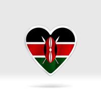 Heart from Kenya flag. Silver button star and flag template. Easy editing and vector in groups. National flag vector illustration on white background.