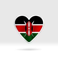 Heart from Kenya flag. Silver button star and flag template. Easy editing and vector in groups. National flag vector illustration on white background.