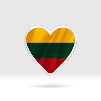 Heart from Lithuania flag. Silver button star and flag template. Easy editing and vector in groups. National flag vector illustration on white background