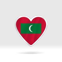 Heart from Maldives flag. Silver button star and flag template. Easy editing and vector in groups. National flag vector illustration on white background.