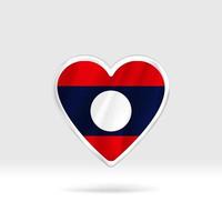 Heart from Laos flag. Silver button star and flag template. Easy editing and vector in groups. National flag vector illustration on white background.