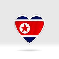 corazón de la bandera de corea del norte. estrella de botón plateado y plantilla de bandera. fácil edición y vector en grupos. Ilustración de vector de bandera nacional sobre fondo blanco.