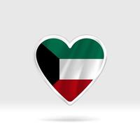 Heart from Kuwait flag. Silver button star and flag template. Easy editing and vector in groups. National flag vector illustration on white background.