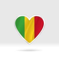 Heart from Mali flag. Silver button star and flag template. Easy editing and vector in groups. National flag vector illustration on white background.