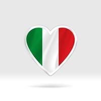 corazón de la bandera de italia. estrella de botón plateado y plantilla de bandera. fácil edición y vector en grupos. Ilustración de vector de bandera nacional sobre fondo blanco.