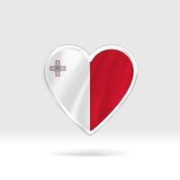 Heart from Malta flag. Silver button star and flag template. Easy editing and vector in groups. National flag vector illustration on white background.