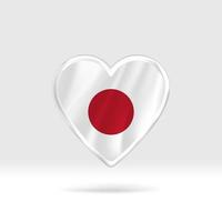 Heart from Japan flag. Silver button star and flag template. Easy editing and vector in groups. National flag vector illustration on white background.