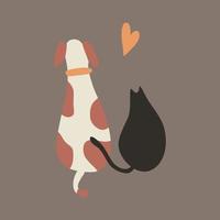 perro y gato enamorados vector