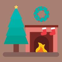 Flat Fireplace Illustration vector