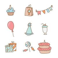 Birthday Doodled Icons vector