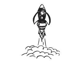 Adobe Illustrator ArtworkRocket spaceship, hand drawn vector illustration.