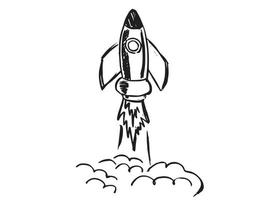 Adobe Illustrator ArtworkRocket spaceship, hand drawn vector illustration.