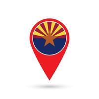 Map pointer with flag of Arizona. Vector illustration.