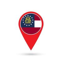 Map pointer with flag of Georgia. Vector illustration.