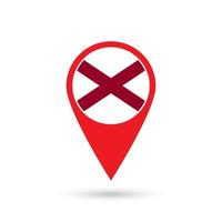 Map pointer with flag of Alabama. Vector illustration.