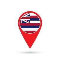 Map pointer with flag of Hawaii. Vector illustration.