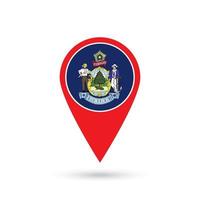 Map pointer with flag of Maine. Vector illustration.