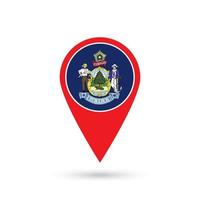 Map pointer with flag of Maine. Vector illustration.