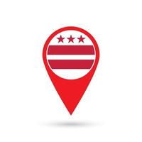 Map pointer with flag of District of Columbia. Vector illustration.