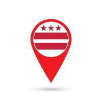 Map pointer with flag of District of Columbia. Vector illustration.